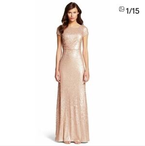 Adrianna Papell Cream Sequin Maxi Dress